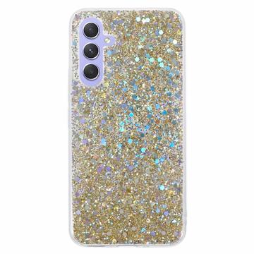 Capa de TPU Glitter Flakes para Samsung Galaxy A35 - Dourado
