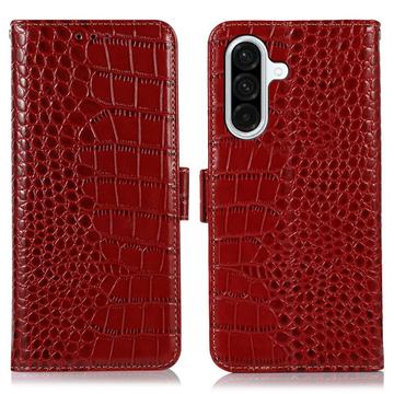 Bolsa de Pele Tipo Carteira Crocodile com RFID para Samsung Galaxy A36