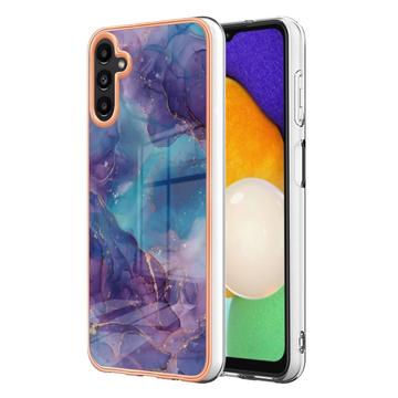 Capa Galvanizada de TPU para Samsung Galaxy A36 com Padrão de Mármore - Púrpura