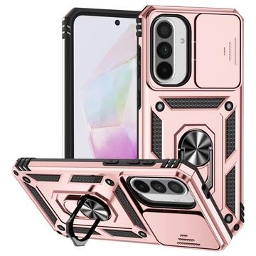 Capa Híbrida de Anel Rotativo com Proteção de Câmera para Samsung Galaxy A36 - Cor-de-Rosa Dourado