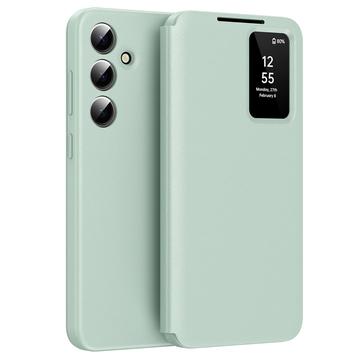Capa flip para Samsung Galaxy A55 Smart Clear View com ranhura para cartão - Verde claro