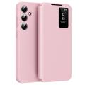 Capa Flip Samsung Galaxy A55 Smart Clear View com ranhura para cartão - Rosa