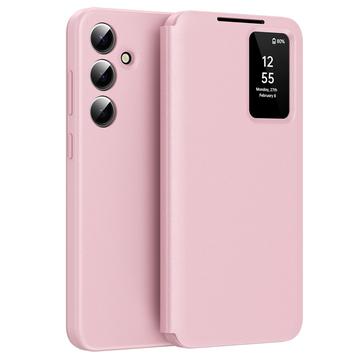 Capa Flip Samsung Galaxy A55 Smart Clear View com ranhura para cartão - Rosa