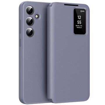 Capa Flip Samsung Galaxy A56 Smart Clear View com ranhura para cartão - Cinzento Roxo
