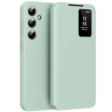 Capa flip para Samsung Galaxy A56 Smart Clear View com ranhura para cartão - Verde claro