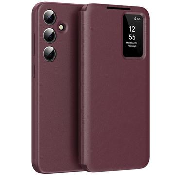 Capa flip para Samsung Galaxy A56 Smart Clear View com ranhura para cartão - Vermelho vinho