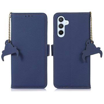 Bolsa de Pele Tipo Carteira com RFID para Samsung Galaxy A56 - Azul
