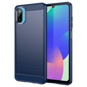 Capa de TPU Escovado para Samsung Galaxy M06/F06 5G - Fibra de Carbono - Azul