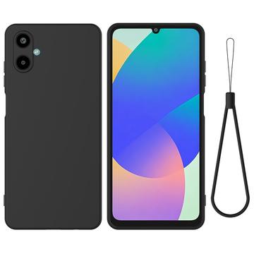 Capa de silicone líquido com correia de mão para Samsung Galaxy M06/F06 5G - Preto