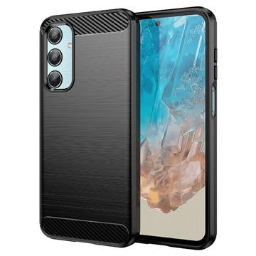 Capa de TPU Escovado para Samsung Galaxy M35 - Fibra de Carbono - Preto
