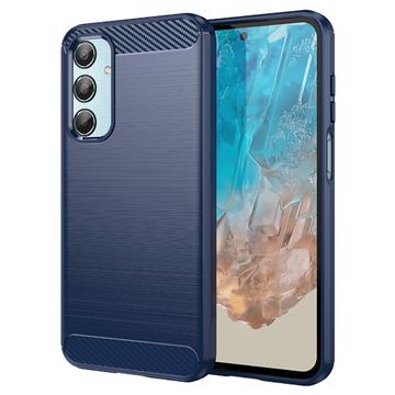 Capa de TPU Escovado para Samsung Galaxy M35 - Fibra de Carbono - Azul