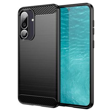 Capa de TPU Escovado para Samsung Galaxy M56/F56 - Fibra de Carbono - Preto