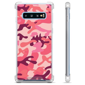 Capa Híbrida para Samsung Galaxy S10  - Camuflagem Rosa