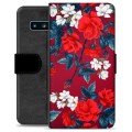 Bolsa tipo Carteira para Samsung Galaxy S10  - Flores Vintage