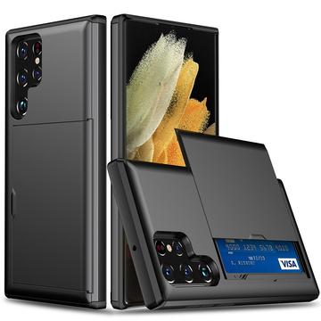 Capa Híbrida com Slot para Cartão Deslizante para Samsung Galaxy S22 Ultra 5G