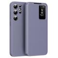 Capa Flip Samsung Galaxy S22 Ultra 5G Smart Clear View com ranhura para cartão - Cinzento Roxo