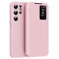 Capa Flip Samsung Galaxy S22 Ultra 5G Smart Clear View com ranhura para cartão - Rosa