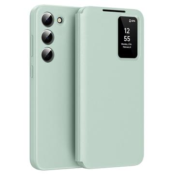Capa flip para Samsung Galaxy S22+ 5G Smart Clear View com ranhura para cartão - Verde claro