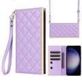 Capa de carteira acolchoada luxuosa para Samsung Galaxy S23 FE - Roxo