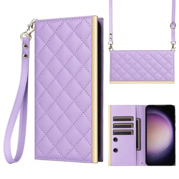Capa de carteira acolchoada luxuosa para Samsung Galaxy S23 - Roxo