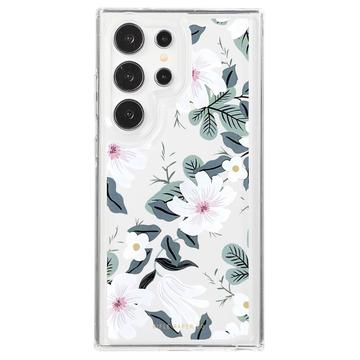 Capa TPU Ultra Fashion para Samsung Galaxy S23 Ultra - Flores brancas