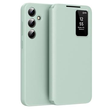 Capa flip para Samsung Galaxy S24 FE Smart Clear View com ranhura para cartão - Verde claro