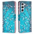 Bolsa Tipo Carteira Wonder Series para Samsung Galaxy S24 - Flores Brancas