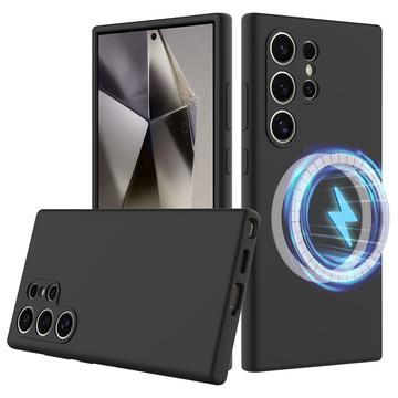 Capa de silicone líquido para Samsung Galaxy S24 Ultra - Compatível com MagSafe - Preta