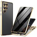 Capa Magnética de Vidro Temperado para  Samsung Galaxy S24 Ultra - Privacidade - Dourado