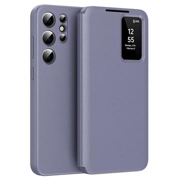 Capa Flip Samsung Galaxy S24 Ultra Smart Clear View com ranhura para cartão - Cinzento Roxo
