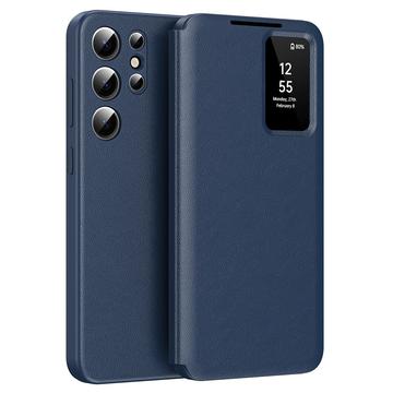 Capa flip para Samsung Galaxy S24 Ultra Smart Clear View com ranhura para cartão - Safira