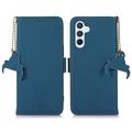 Bolsa de Pele Tipo Carteira com RFID para Samsung Galaxy S24 - Azul