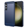 Capa de TPU Escovado para Samsung Galaxy S24 Plus - Fibra de Carbono - Azul