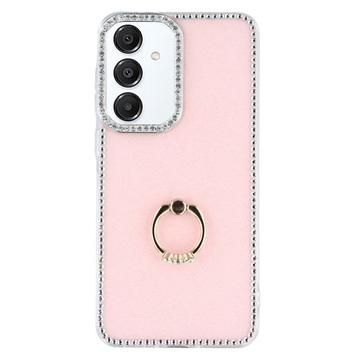 Capa híbrida Samsung Galaxy S25/S24 CrystalGlow com suporte para anel - Rosa