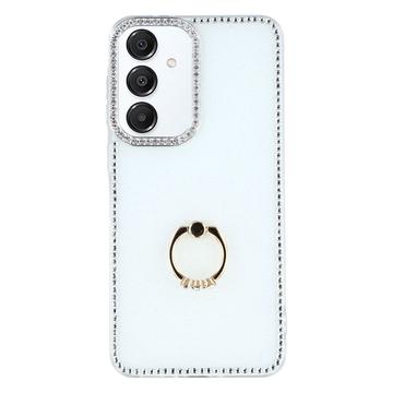 Capa híbrida Samsung Galaxy S25/S24 CrystalGlow com suporte para anel - Branco