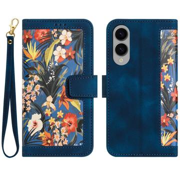 Samsung Galaxy S25 Edge Capa para carteira floral com ranhuras para cartões