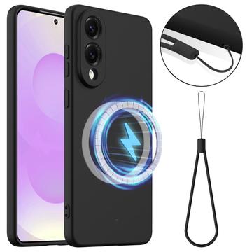 Capa de silicone líquido para Samsung Galaxy S25 Edge - Compatível com MagSafe - Preto