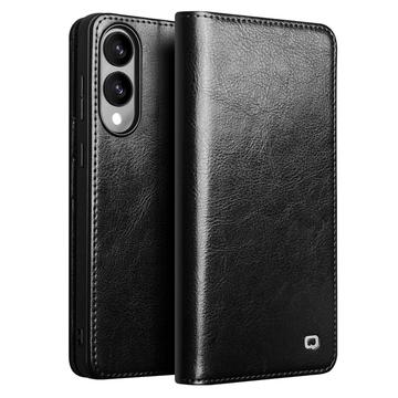 Capa de Pele Tipo Carteira Qialino Classic para Samsung Galaxy S25 Edge - Preto