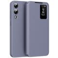 Capa Flip Samsung Galaxy S25 Edge Smart Clear View com ranhura para cartão - Cinzento Roxo