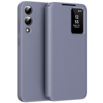 Capa Flip Samsung Galaxy S25 Edge Smart Clear View com ranhura para cartão - Cinzento Roxo