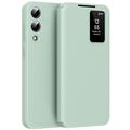 Capa flip para Samsung Galaxy S25 Edge Smart Clear View com ranhura para cartão - Verde claro