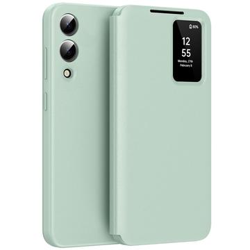 Capa flip para Samsung Galaxy S25 Edge Smart Clear View com ranhura para cartão - Verde claro