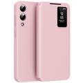 Capa Flip Samsung Galaxy S25 Edge Smart Clear View com ranhura para cartão - Rosa