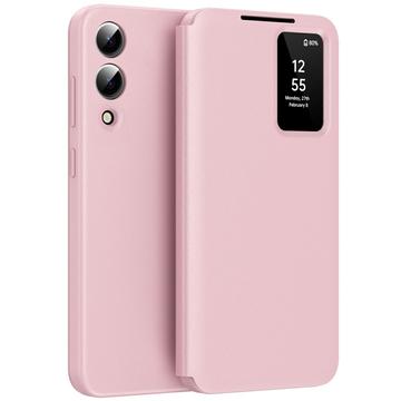 Capa Flip Samsung Galaxy S25 Edge Smart Clear View com ranhura para cartão - Rosa