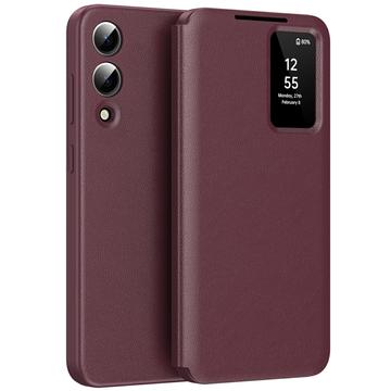 Capa flip para Samsung Galaxy S25 Edge Smart Clear View com ranhura para cartão - Vermelho vinho