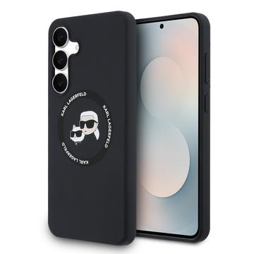 Capa de silicone líquido Karl Lagerfeld Double Heads para Samsung Galaxy S25 FE - Preto