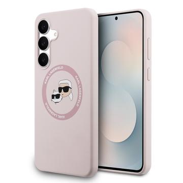 Capa de silicone líquido Karl Lagerfeld Double Heads para Samsung Galaxy S25 FE - Rosa
