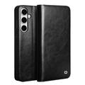 Capa de Pele Tipo Carteira Qialino Classic para Samsung Galaxy S25 FE - Preto
