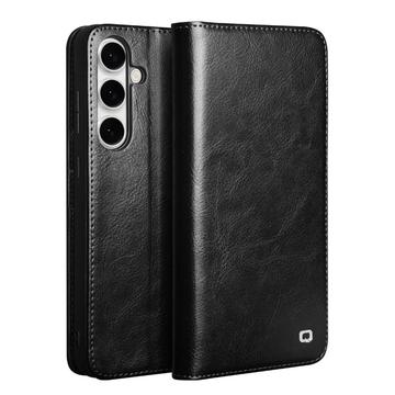 Capa de Pele Tipo Carteira Qialino Classic para Samsung Galaxy S25 FE - Preto