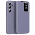 Capa Flip Samsung Galaxy S25 FE Smart Clear View com ranhura para cartão - Cinzento Roxo
